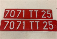 Pair of Antique European Auto License Plates