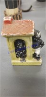 VINTAGE JAPAN BLACK AMERICANA OUTHOUSE CERAMIC