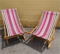 Vintage wooden lounge chairs.