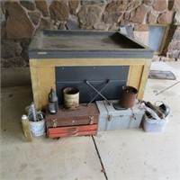 PRODUCE TABLE/ TOOL BOXES/ CANS OF NAILS/ MISC