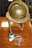 GROUPING , INKWELL, PAPERWEIGHT, GLOBE AND PEN