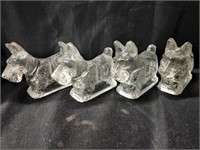 (4) Scotty Dog Form Glass Candy Container