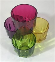 4 COLOURED GLASSES