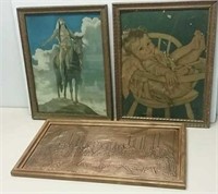 Three Framed Artwork Incl. Lords Supper Copper