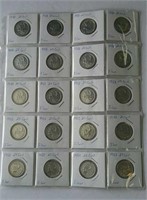 Twenty 1968 Canada 50% Silver 25 Cent Coins