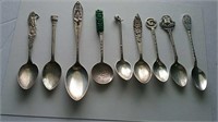 Nine Sterling Silver Souvenir Spoons