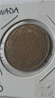 High Grade AU55 1913 Canada Cent Red-Brown
