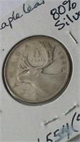 1947 Canada Maple Leaf 25 Cent Coin