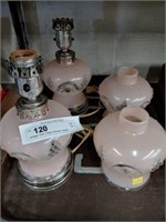 Vintage Satin Glass Dresser Lamps