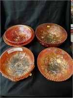(5) Rose Pattern Carnival Ware Bowls