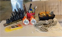 Clamps, Flashlight, Rope, Assorted Tools