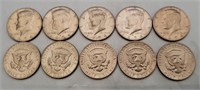 (10) 1974 Kennedy Half Dollars