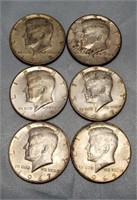 (6) 40% silver Kennedy Half Dollars 1965-69