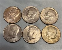 3 40% silver & 3 Bicentennial Kennedy Half Dollars