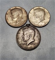 (3) 1964 Kennedy Half Dollars