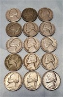 (15) Jefferson Nickels 1940s-60s