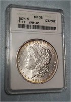 1878 Morgan Dollar AU58 7TF VAM-83