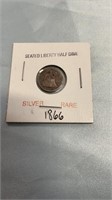 Rare Silver 1866 Seated Liberty Half Dime