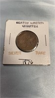 Rare Silver 1876 Seated Liberty Quarter