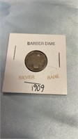 Rare Silver 1909 Barber Dime