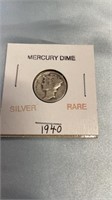 Rare Silver 1940 Mercury Dime