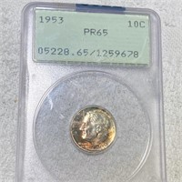 1953 Roosevelt Silver Dime PCGS - PR65