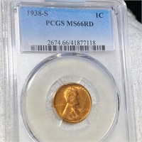 1938-S Lincoln Wheat Penny PCGS - MS 66 RD