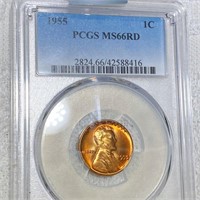 1955 Lincoln Wheat Penny PCGS - MS 66 RD