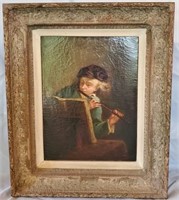 Antique Framed Oil on Canvas Painting of Man