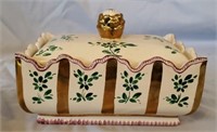 Victorian Style Handpainted Trinket Dish with Lid