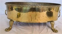 Large Oval Vintage brass footed planter
