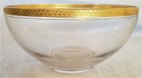 Large Gold Leaf Trim Glass Bowl