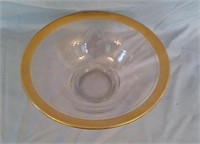 Glass bowl with gold trim
