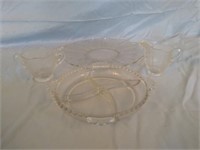 Glass serving set with creamer and sugar glasses