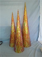Set of 3 Plus 1 imports mosaic glitter cones