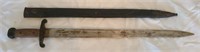 Vintage wooden handle sword with metal sheath