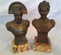 Vintage Pair of Marble base head busts