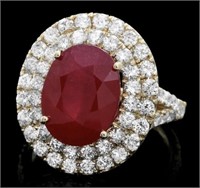 Certified 9.90 Cts Natural Ruby Diamond Ring