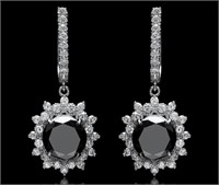 Certified 17.65 Cts Black & White Diamond Earrings