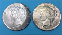 (2) 1923 Silver Peace Dollars Coins