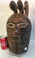 Hand Carved African Worriors  Mask 3 Plume top