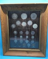 20th Century Type Coin Set Collection in Oak Frame