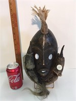 Hand Carved African Mask with Hair Beard