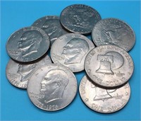 (9) Eisenhower Ike Silver Dollars 1970's Coins