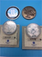 (2) $5 Civil War Coins, 9/11 Medal, Army Medal