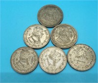 (6) Silver Mexican Un Peso Coins