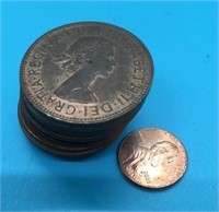 (14) Large English Coins - Copper Pennies