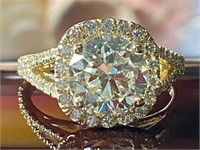 3.50 Cts Diamond Halo Round Engagement Ring