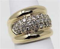 14 Kt Wide Diamond Cluster Band Ring