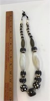 White Onyx & B&W Beaded African Necklace